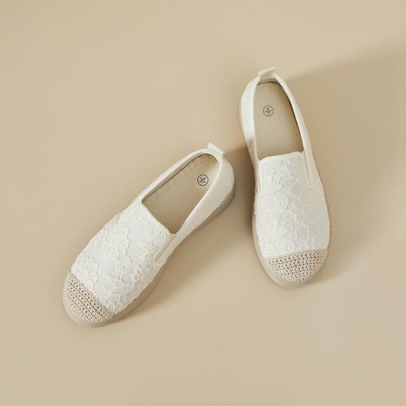 Womens Slip On Shoes Lace Mesh Flat Casual Loafers for Office Travel - Picture 9 of 9